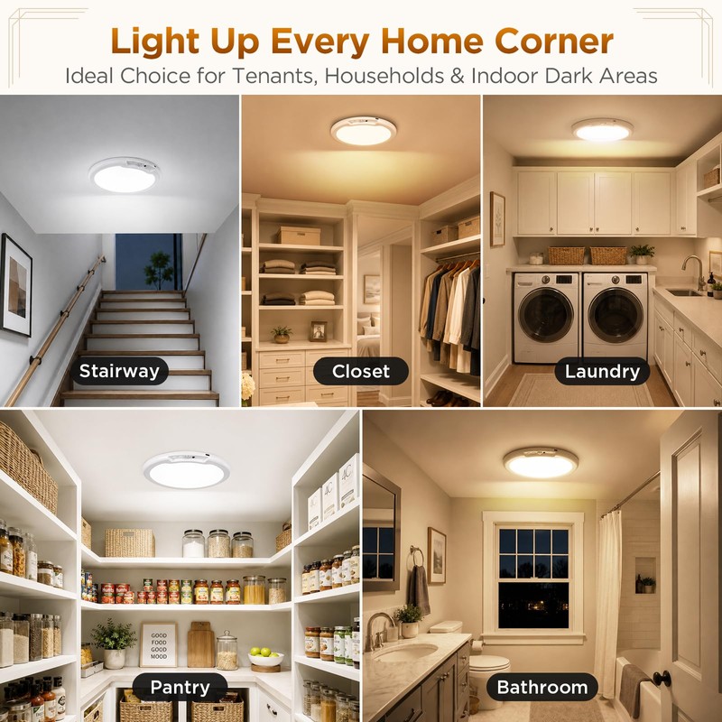 Rechargeable Ceiling Light 2 Pack, Magnetic Motion Sensor Ceiling Lights