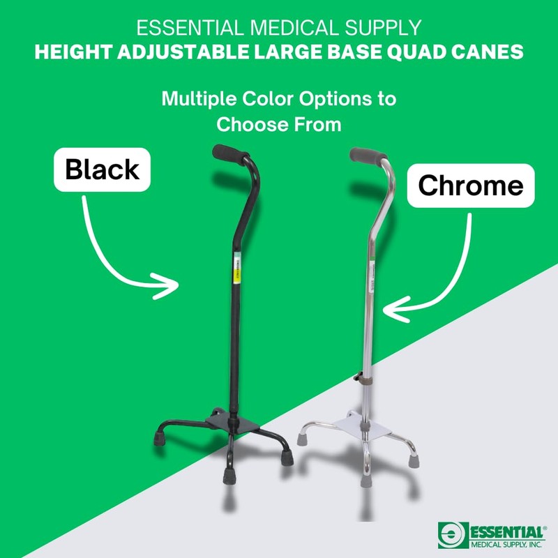 Essential Medical Supply Large Base Quad Cane in Black -