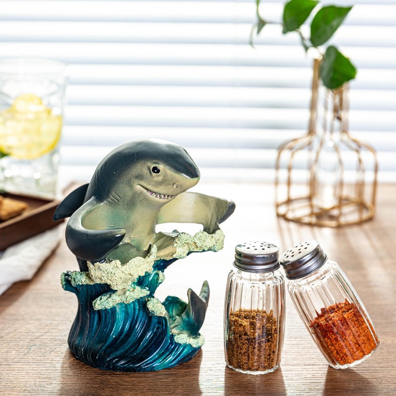 Oceanic Flair Salt & Pepper Set - Resin Shark Figurine