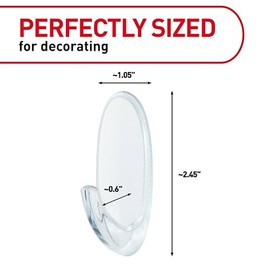 Command - Ganchos de pared transparentes medianos, 7 ganchos de pared y 12 tiras de mando, sin daños para colgar con calcomanía, ideal para colgar la decoración del hogar, soporta hasta 2 libras