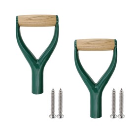 HEVSTIL 2-Pack D-Grip Shovel Handles – Metal Replacement Tool Handles for Shovels & Rakes | Fits 1.22" (3.1cm) Shaft | Green