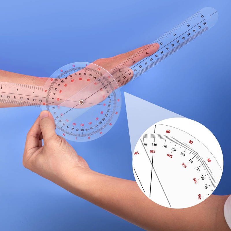 Lekgavd Goniometer 12 Inch, 360 Degree Plastic Orthopedic Angle Ruler,