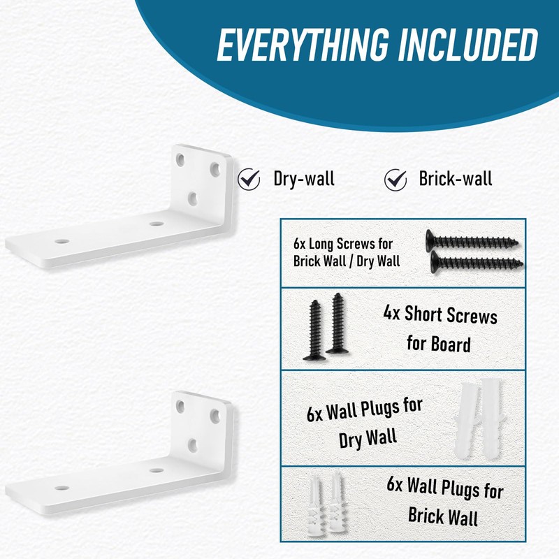 2 Pack Floating Shelf Brackets 8in, Heavy Duty Wall Mounted