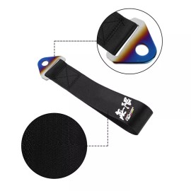 Unbranded JDM Mugen Burnt Blue Black Tow Strap Front Rear Bumper Towing Strap Belt Hook