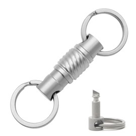 KCFEV Titanium Quick Release Keychain, Detachable Key Chain with Key Rings, Heavy Duty Car Key Holder, Secure Pull Apart Key Clip with Cutter-Wave Pattern