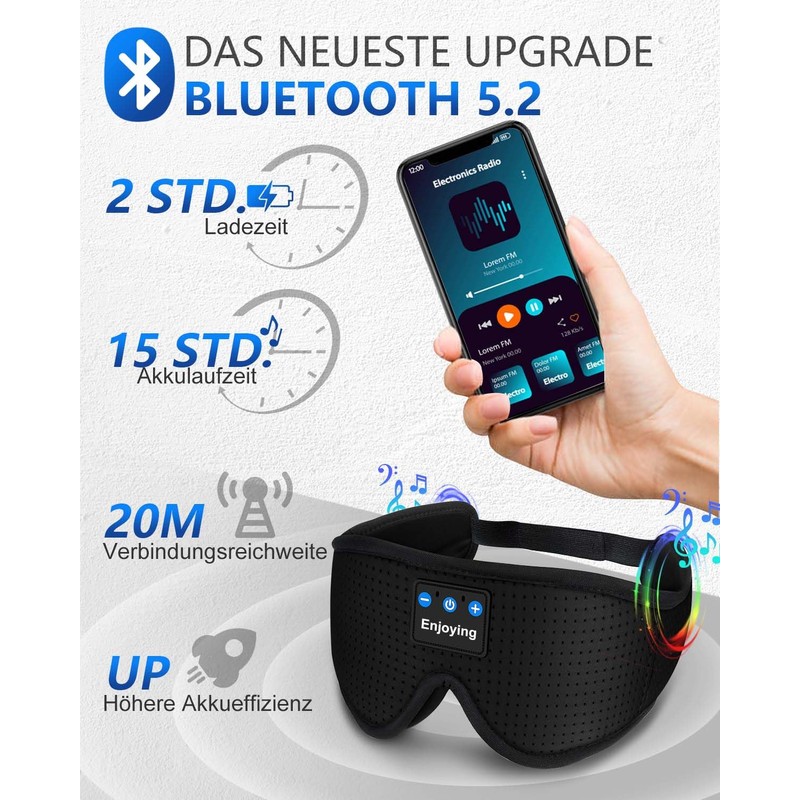 MOXTOYU Sleep Headphones Bluetooth Eye Mask for Side Sleepers