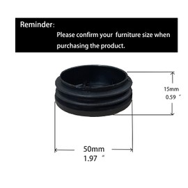 iMaylex 4 PCS 2 inch (50mm) Black Round Plastic Plugs, Tube Ribbed Inserts End Cover Caps, Floor Furniture Desk Table Chair Leg Protector