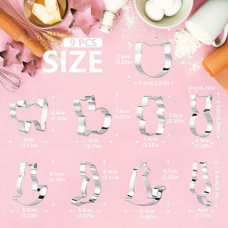 Simpeak Cookie Cutters, 9 Pieces Cookie Cutters with 4 Drawing