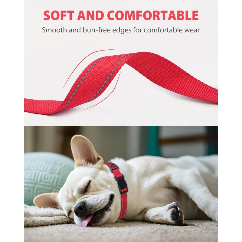 Joytale Small Dog Collar, Reflective and Adjustable Nylon Collar with