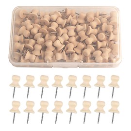 Wood Push Pins for Cork Board, 80 Pcs Thumb Tacks Decorative Wooden Cork Board Pins Thumbtacks Punaises Babillard for Corkboard Bulletin