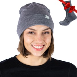 Merino Wool Beanie Hats for Men and Women – Cuff Wool Beanie Cap – Winter Hats for Men and Women Winter Essential (Grey Melange, Large-XLarge)
