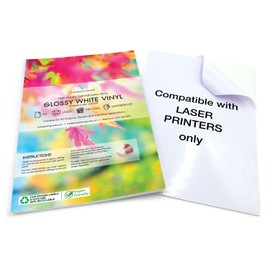 Evergreen Goods 10 x A4 Laserdrucker wasserdicht Vinyl Film glänzend weiß selbstklebende Aufkleber Blätter | Vollständig personalisierte A4 Größe Druckpapier | Aufkleber Papier für verschiedene Zwecke