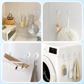 HMSEC Suction Cup Hooks, Heavy Duty Wreath Hanger Recyclable Suction Holder Plastic Utility Wall Hanging for Shower, Towel, Loofah, Bathroom, Kitchen
