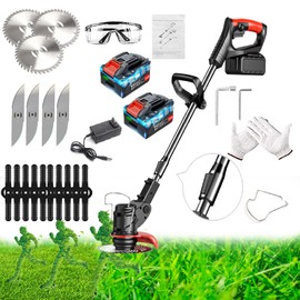 Weed Wacker Battery Powered，Cordless Weed Trimmer with 3 Types Blades 3.0ah Rechargeable Weed Wacker for Women (Black)