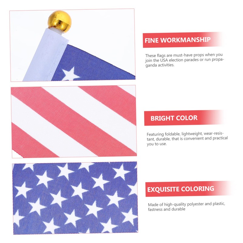 Sosoport Usa Flags 100pcs Handheld Flags Rainproof Fade-resistant Ideal for