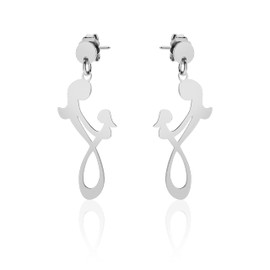 Aka Gioielli® - Mother and Daughter Earrings 925 Sterling Silver Rhodium-Plated Infinity Symbol Earrings Love Between Mother and Daughter, Sterling Silver