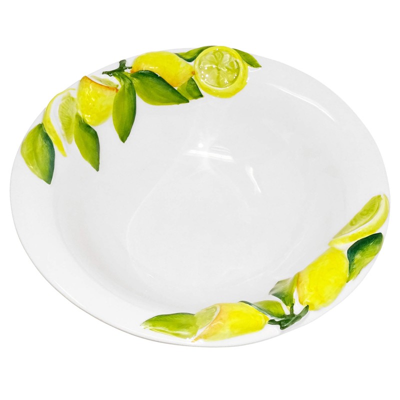 Lashuma Handmade Round Italian Ceramic Lemon Salad Bowl Ceramic Bowl