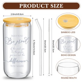 Purpeak 6 Set Employees Appreciation Gifts Christmas Thank You Team Gift Bulk Coworkers Staff 16oz Can Beer Glass Cup with Lids Straws Brushes for Xmas(Exquisite)