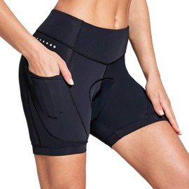 BALEAF Women's 4D Padded Bike Shorts Cycling Underwear with Padding Pockets Bicycle Gear Bike Clothes UPF50+ Black L