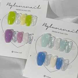 Full Coat - Summer Daily Handmade Nail Tips Nail Tips - Ballerina / 풀콧- 여름 데일리 수제네일팁 네일팁 - 발레리나