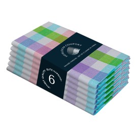 HEIRLOOM COMFORT Multi Check Cloth Napkins 17"x17" - Set of 6 - Soft, Absorbent, Durable, Reusable, Washable 100% Cotton - Perfect Table Linen for Spring, Summer, Easter, Weddings, Everyday Dining