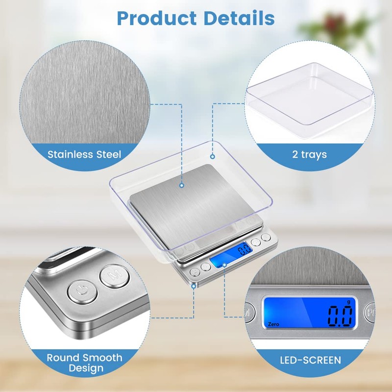 Digital Food Kitchen Scale, 500g 0.01g Mini Precision Gram Scale