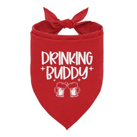 Drinking Buddy Dog Bandana, Funny Cute Dog Bandana, Pet Dog Triangle Scarf, Red Dog Bandana, Dog Bandana for Small Medium Large Dogs, Gift for Dog Lover (A28)