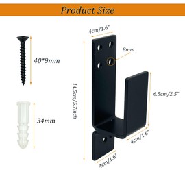 2 Pack Door Barricade Brackets Heavy Duty Door Security Brackets for 2 x 4 Lumber Door Security Barricade Brackets,Black Carbon Steel U Bracket for Home Security