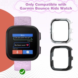 SimpleThings Compatible with Garmin Bounce Screen Protector, 2Pack Hard PC Cover with Tempered Glass Screen Protector for Garmin Bounce Kids Watch, Anti-Scratch and Touch Sensitive (Clear+Clear)