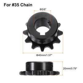 uxcell #35 Chain Roller Sprocket B Type, 5/8" Bore 12 Tooth Single Strand Chain Sprocket, Carbon Steel, Keyway with Set Screws