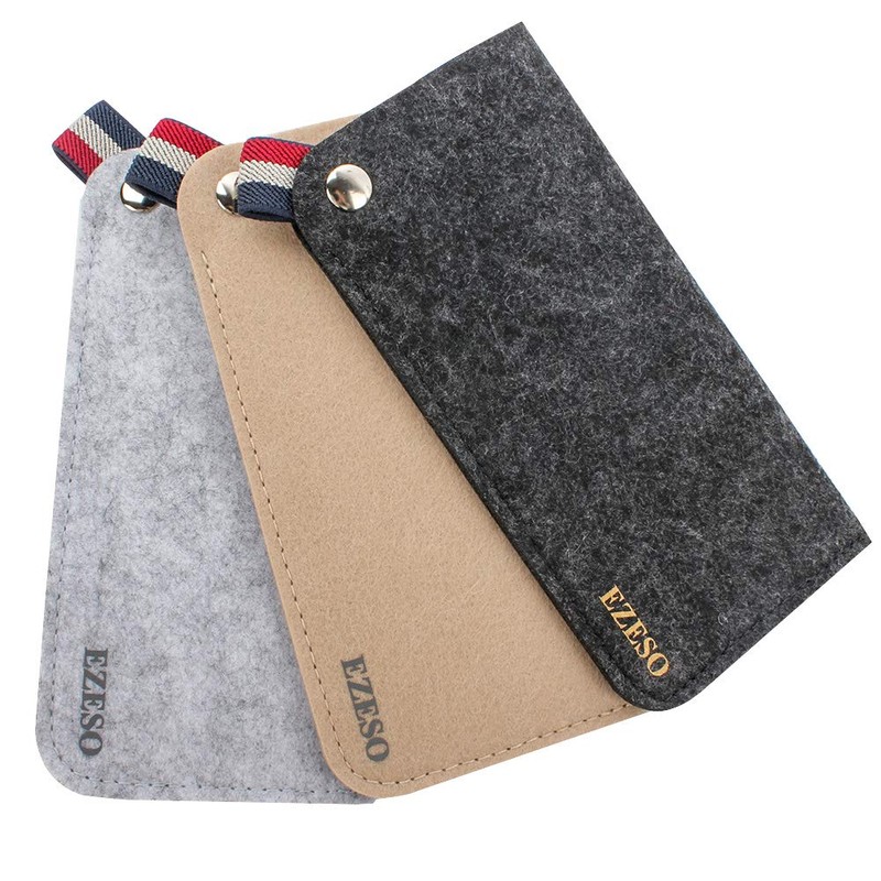 EZESO 3 Pack Felt Eyeglass Sunglasses Storage Bag Portable Pouch