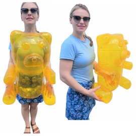 HUGE Inflatable Gummy Bears Inflates Assorted Colors (About 24 Inches Tall) Pool Toy for Kids, Candy Land Birthday Party Theme Decoration Party Favor (Yellow - (1 Piece))