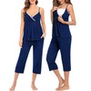 SWOMOG Maternity Nursing Robe Set 3 PCS Breastfeeding Pajamas Set
