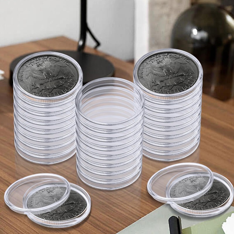 100Pcs 40.6mm Silver Dollar Coin Holder,Clear Plastic Eagles Coin Capsules