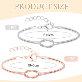 Irikdescia Pack of 2 Love Knot Snake Chain Infinity Bracelet 14 K, Adjustable Gold and Silver Bracelet, for Couples, Friendship, Relationship, Matching Bangles