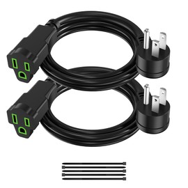 2 Pack Power Extension Cord 3FT/36Inch, 3 Prong Electric Extension Cable Single Outlet Saver, Heavy Duty, Waterproof, 16 AWG, 13A 125V, Outdoor and Indoor, for Home, Office, Holiday Light - Black