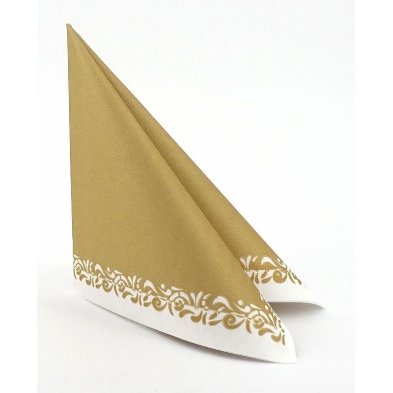 50 Napkins Fabric-Like – Romantic; Colour: Gold, Size: 40 x