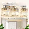 GOLSPARK Modern Crystal Bathroom Vanity Light, 3-Light Brushed Nickel Vanity