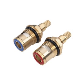 2 Pcs Quarter Turn 1/2" Replacement Tap Valves Brass Ceramic Stem Disc Cartridge Faucet Valves Replacement Valve Cartridge Spares for Faucet