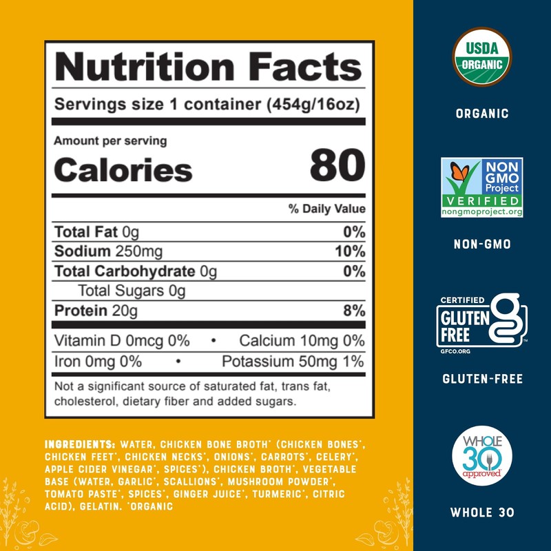 Bare Bones Low Sodium Organic Chicken Bone Broth | Pour