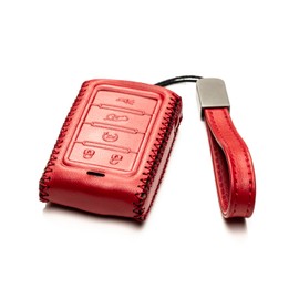 Vitodeco Genuine Leather Smart Key Fob Case for Jeep Wagoneer, Grand Wagoneer, Grand Cherokee 2022-2025 (Red, 5-Button)