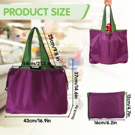 Realand Reusable Grocery Bags 4 Pack Large Heavy Duty Ripstop Shopping Bags Colorful Foldable Tote Bulk with Pouch & Drawstring Machine Washable Nylon Bags Lightweight for Pocket