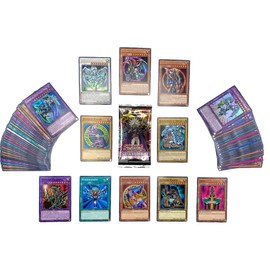 Yu-Gi-Oh! Card Set with 100 Cards (85 Commons - 10 Rares - 5 Holos) - Guaranteed Dark Magician or Blue-Eyed with Dragon + 1 Booster + 100 Heartforcards® Sleeves