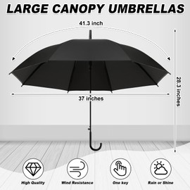 Reginary 30 Pieces Wedding Umbrellas Bulk Auto Open Stick Umbrellas with White European J Hook Handle Windproof Large Canopy Umbrella for Outdoor Wedding Bride Groom Photography Golf (Black)