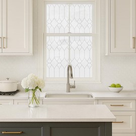 UNI Window Film Static Clings Non Adhesive 3D Stained Glass Window Decals UV Protection (New City Light, 37.4 x 24.4 Inch)