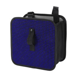 RATCHROLL 1 Pcs Universal Car Trash Can Hanging 9.1" Length 5.5" Width 9.1" Height Trash Bin Blue Black Fabric Rhinestone