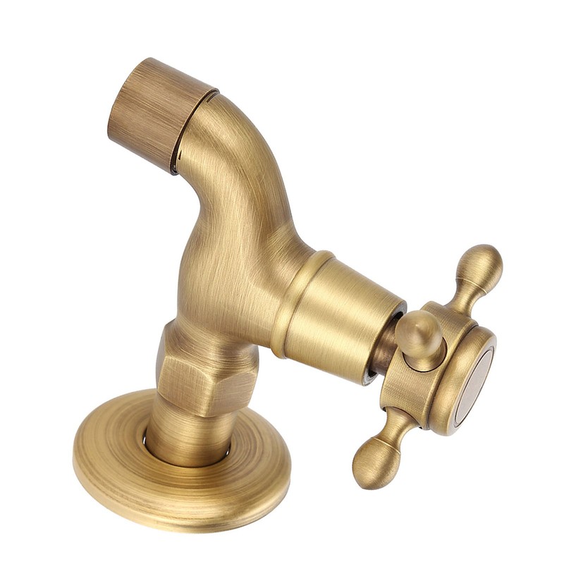Wall Mounted Vintage Solid Brass Faucet Single Cold Water Tape