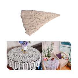 Acxico 1Pcs 31" Round Hand Crochet Tablecloth Ecru Vintage Lace Table Cloth Floral Doily