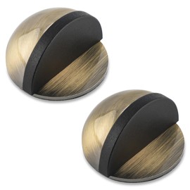 2pcs Floor Door Stopper, Self Adhesive Door Stop for Bottom Stainless Steel Half Dome No Drill Rubber Bumper Wall Protector for Living Room, Bedroom, Bathroom, Office (Antique Bronze)