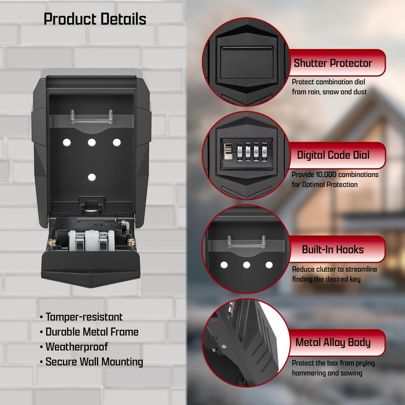 ViperSafe - Heavy-Duty Key Lock Box – Full Metal Wall-Mounted